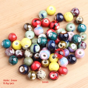 100 pcs/per strand,6mm/hole 2.5mm,Ceramic beads,Handmade ceramic beads for jewelry,Multi-color Pottery beads,Beads for jewelry,Mix beads