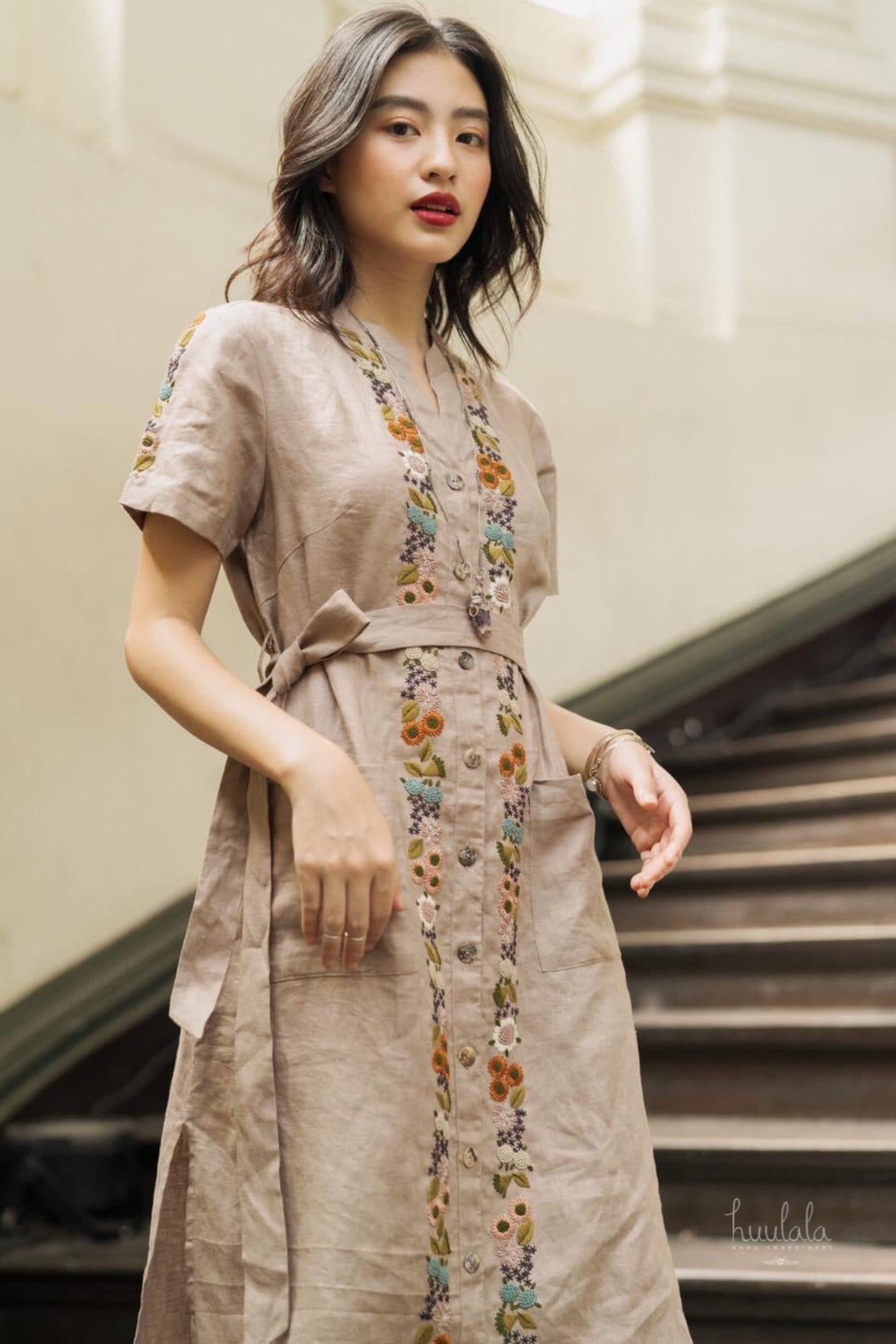 Embroidered dress / Linen dress / Floral embroidered dress / Etsy