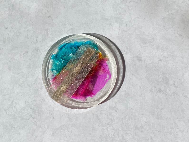 Clear with SilverFlake Mica and Silver Glitter Epoxy Resin Hair Clip