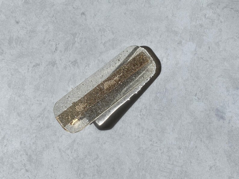 Clear with SilverFlake Mica and Silver Glitter Epoxy Resin Hair Clip