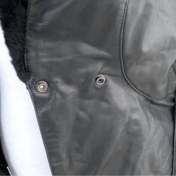 Wilsons Vintage Black Leather Fur Jacket Sz S - image 5