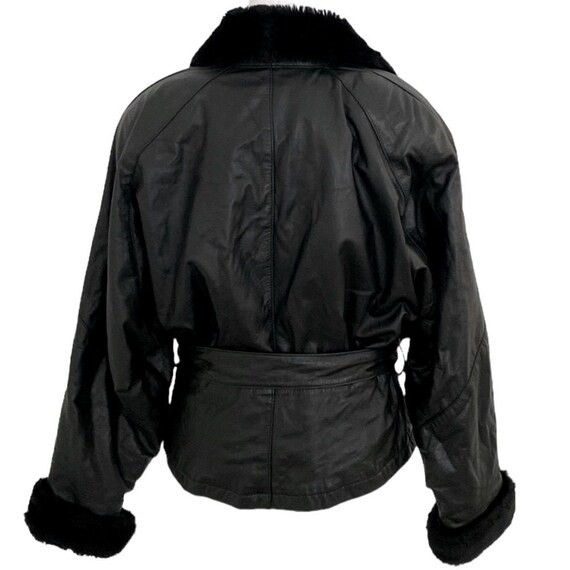 Wilsons Vintage Black Leather Fur Jacket Sz S - image 6