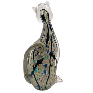 Murano Italian Style Hand-blown Vintage Art Glass Tall Heavy Cat Sculpture