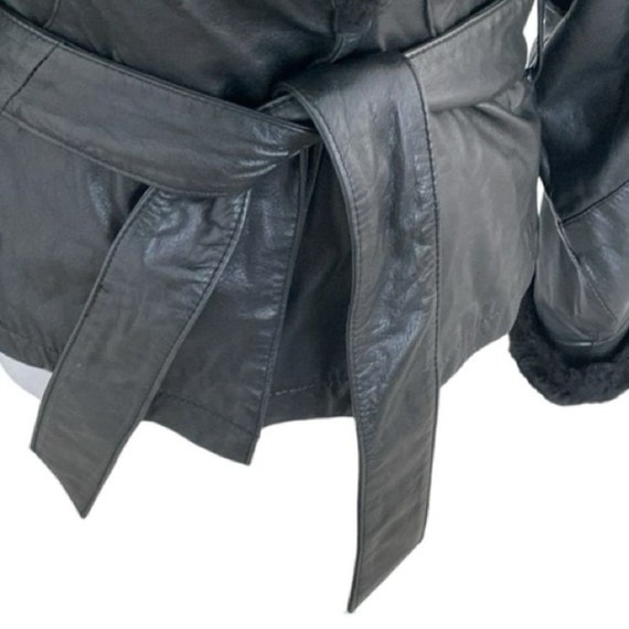 Wilsons Vintage Black Leather Fur Jacket Sz S - image 3