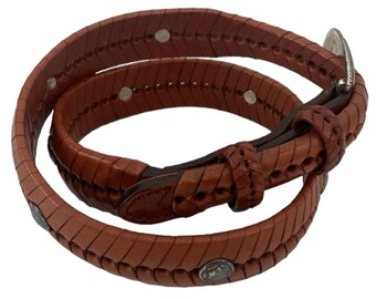 Vintage 1993 Western Brown Leather Silver Studded Belt Sz 30  display picture 2