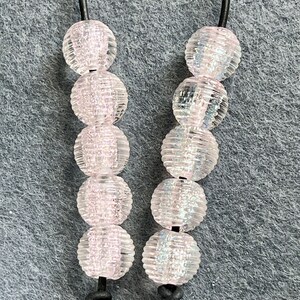 Handmade Lampwork Glass Beads: Round Ribbed Dichroic Set of 5
