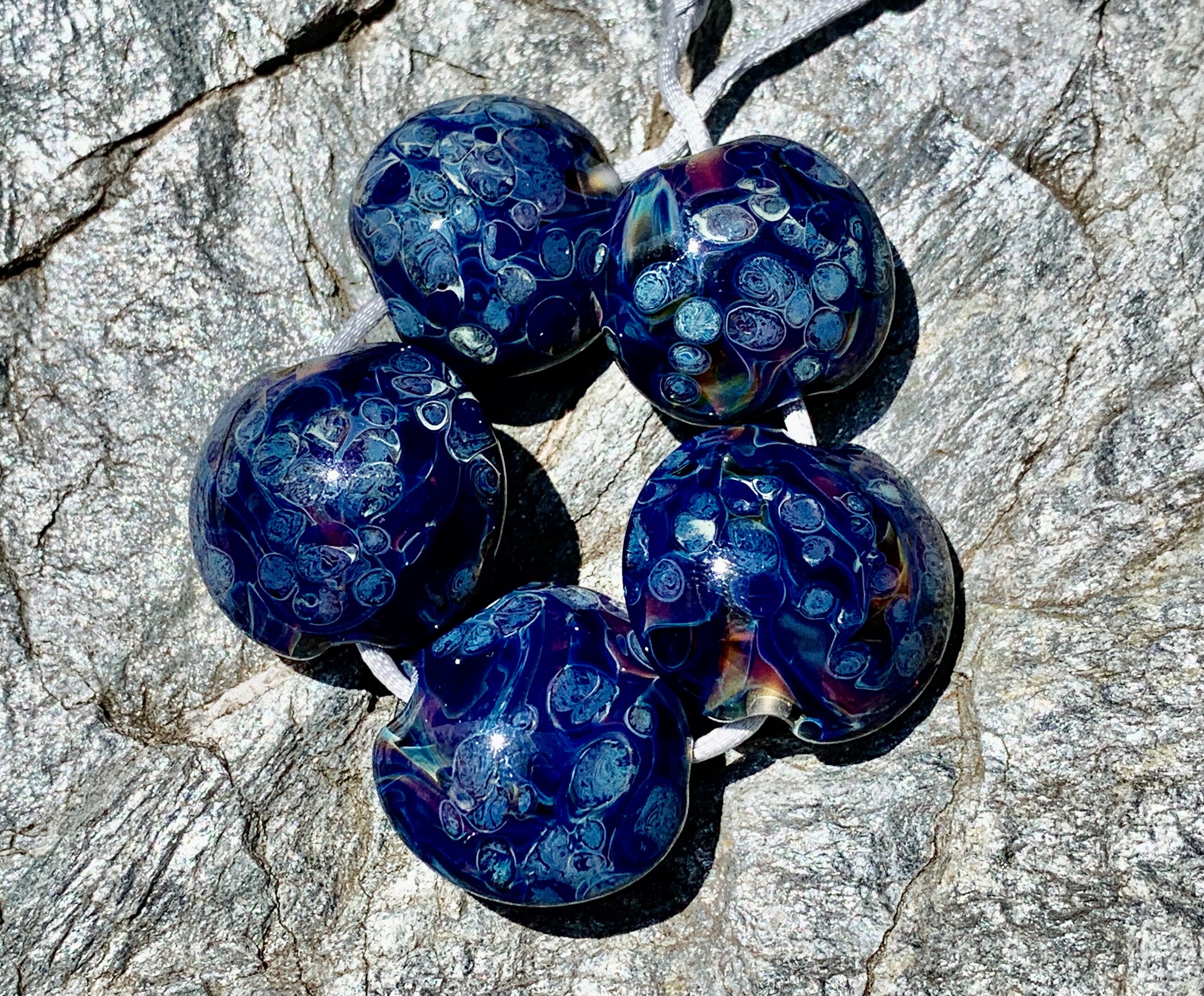 Blueberries Boro LG Lentil Beads Set of 5 Artisan Lampwork Etsy