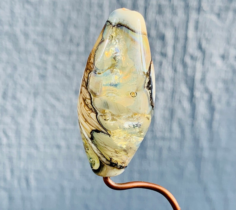 SRA Organic Ribbed Bicone Focal Bead Artisan Lampwork Beads Handmade Focal Bead Pleated Lampwork Bicone Bead Organic Design