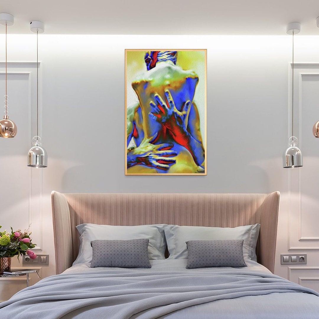 Hand Painted Metal Framed Samarel Art Sexy Nudes Erotic Burlesque Posters for Room Aesthetic and