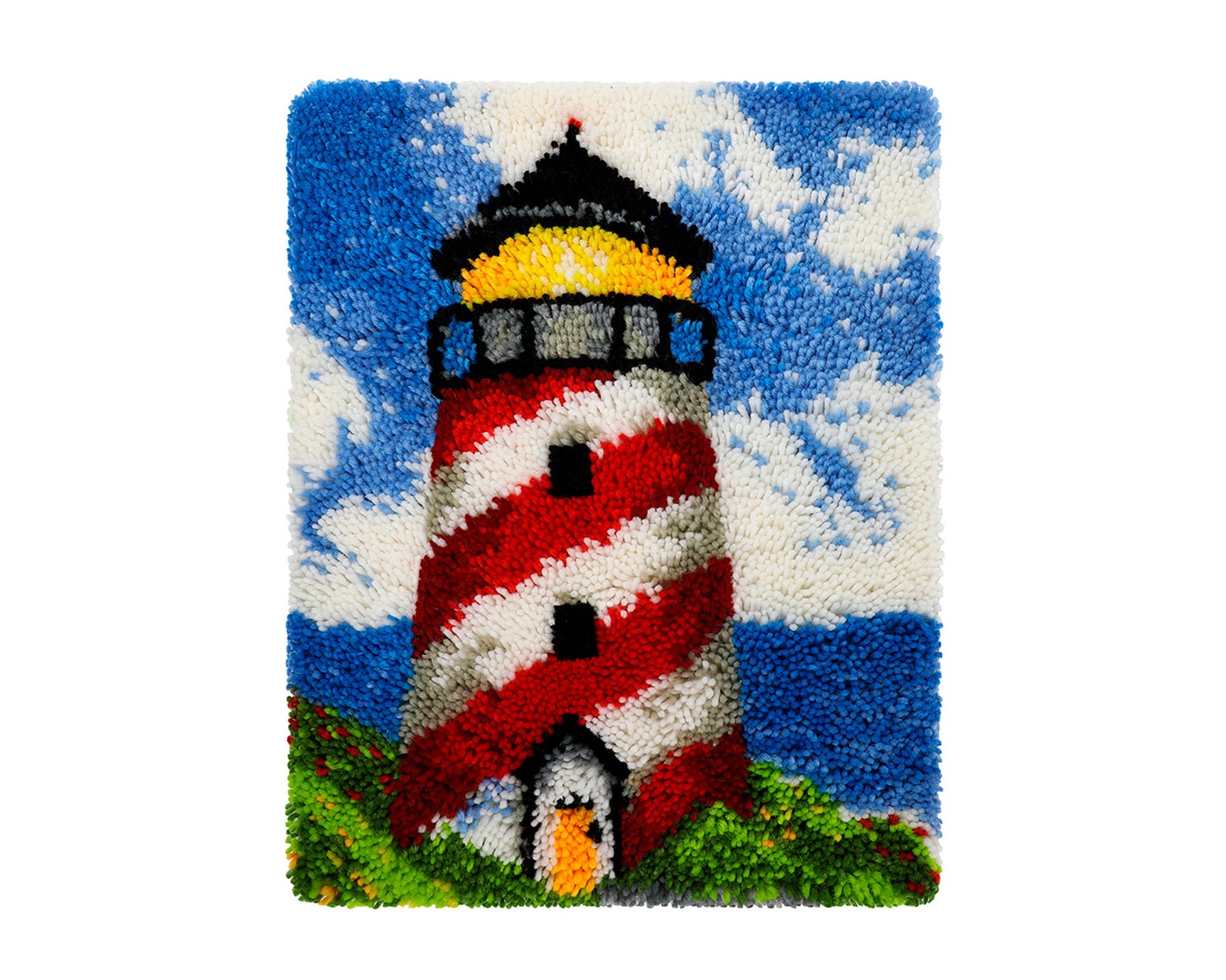 Latch Hook Kits DIY Crochet Yarn Kits Lighthouse Rug Nonslip for Kids