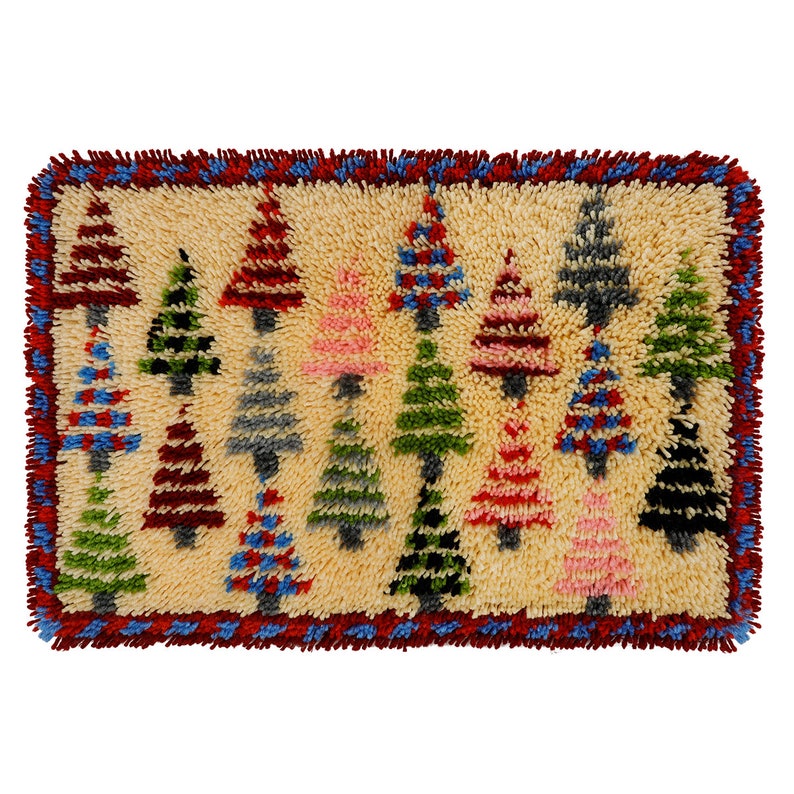 Latch Hook Kits DIY Rug Christmas Trees Non-slip Crochet Yarn for Kids and Adults Christmas Embroidery Decoration Family and Activity Gift image 1