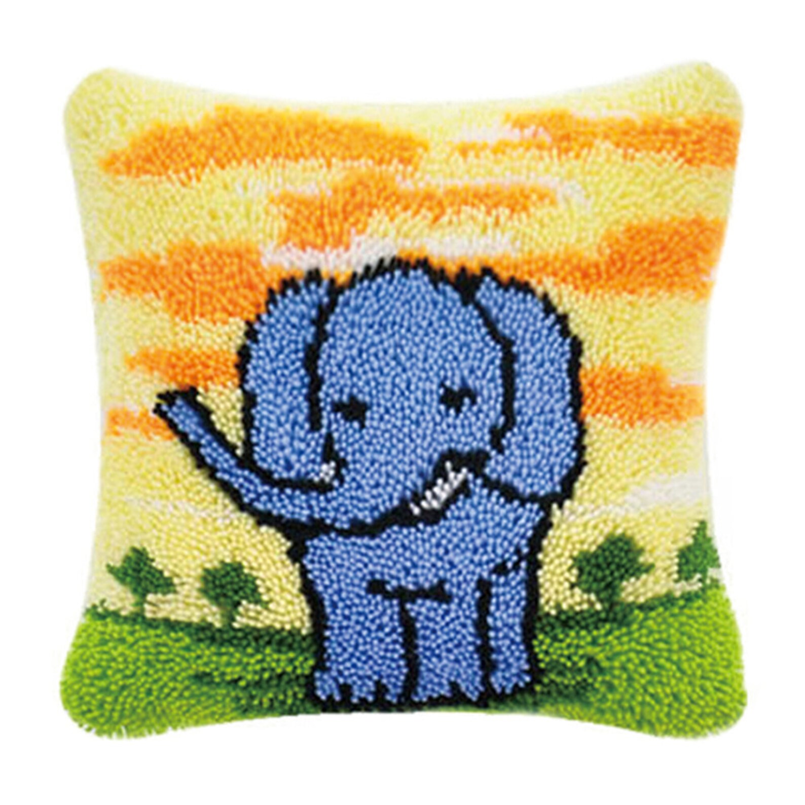 Elephant Latch Hook Kits DIY Throw Pillow Cover Crochet Crafts Etsy