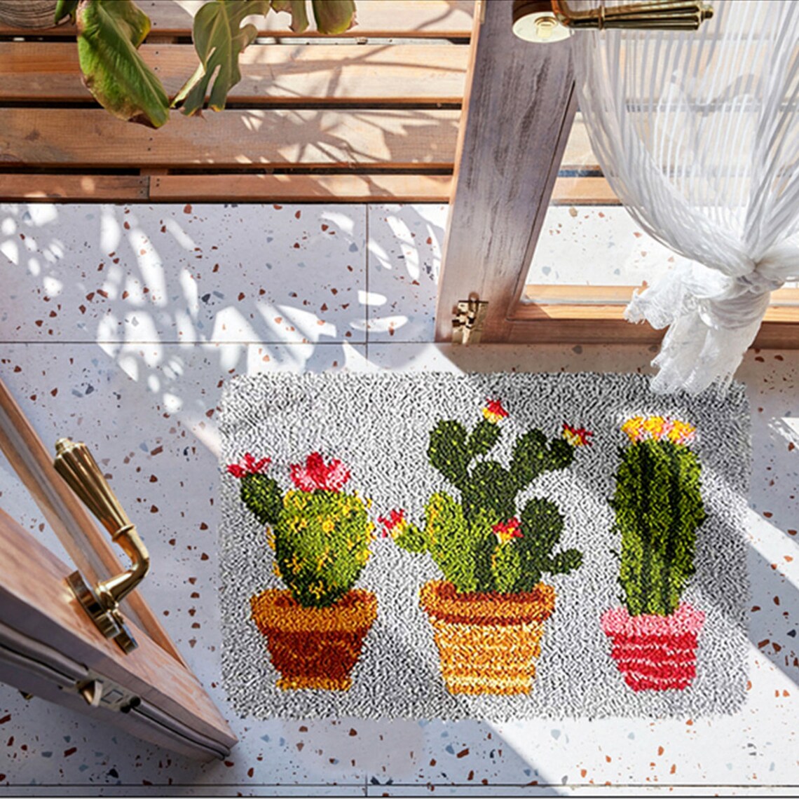 Latch Hook Rug Kits Embroidery DIY Cactus Pattern Crochet Etsy
