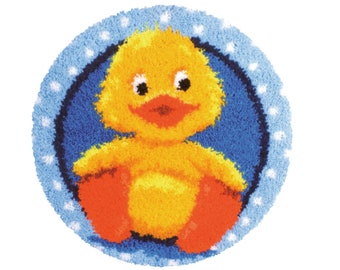 Latch Hook Rug Kits Embroidery DIY Yellow Duck Pattern Crochet Needlework Crafts for Adults and Kids Beginners 20"x 20"