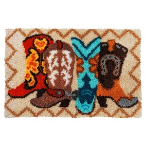 Latch Hook Rug Kits Embroidery DIY Boots Pattern Crochet Needlework Crafts for Adults and Kids Beginners 20"x 15"