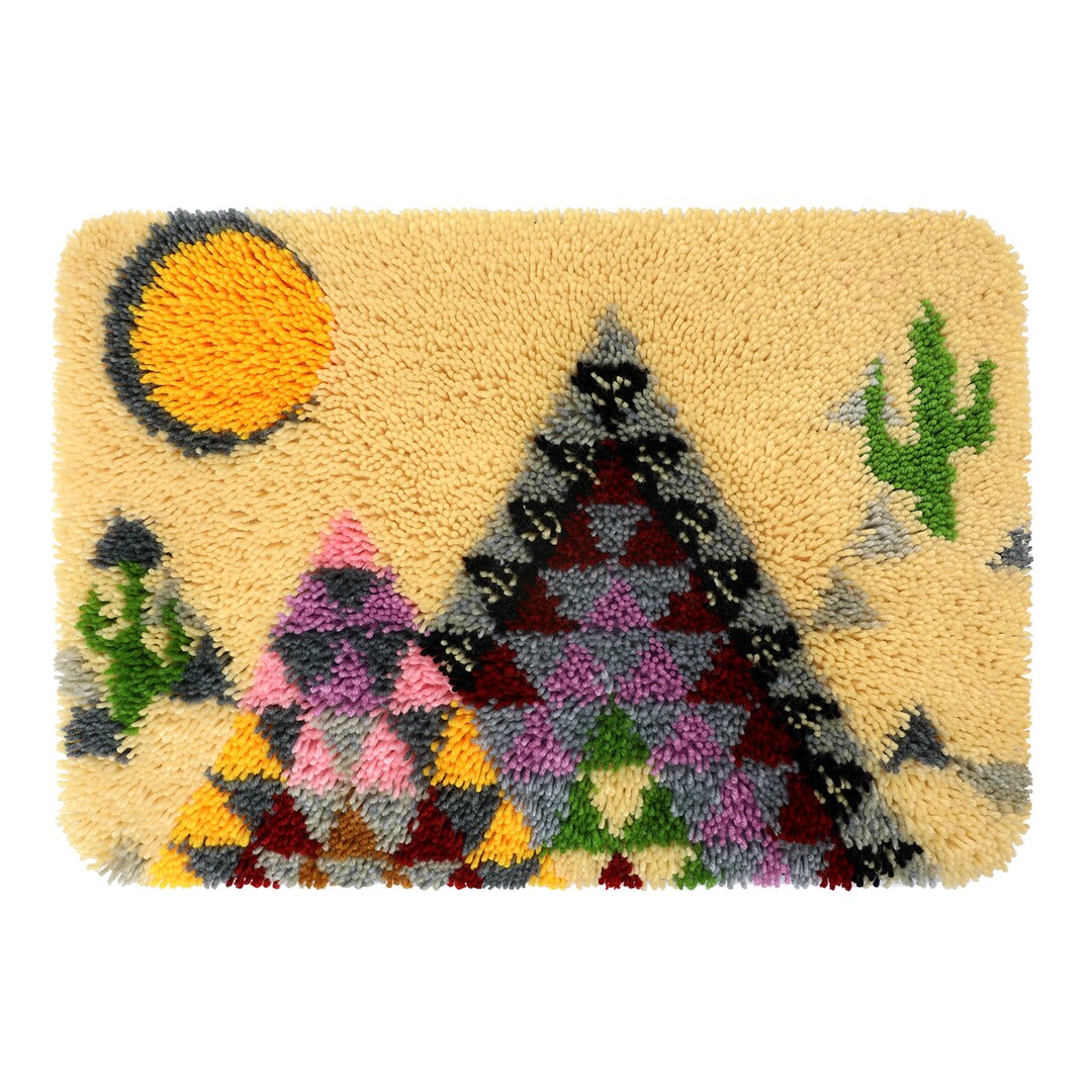 Latch Hook Kits DIY Rectangle Rug Christmas Tree Desert Cactus Pyramid