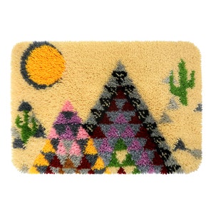 Latch Hook Kits DIY Rectangle Rug Christmas Tree Desert Cactus Pyramid Pattern Crochet Yarn Kit for Kids Adults Embroidery image 1