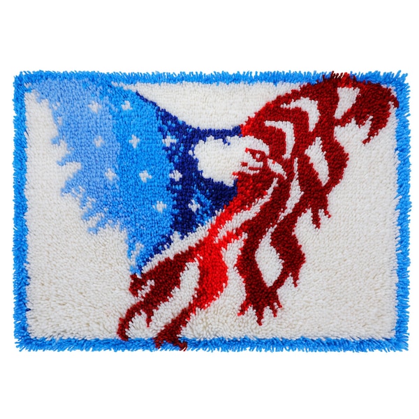 American Eagle Crochet Yarn Kits,Needlework Latch Hook Kit Unfinished Crocheting Rug Yarn Cushion Embroidery Carpet Set