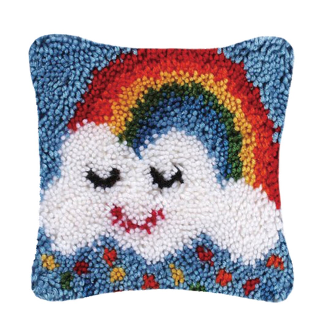 DIY Latch Hook Rug Kits Crochet Needlework Crafts with Basic Tool for Kids Adult - Rainbow, Size: As described