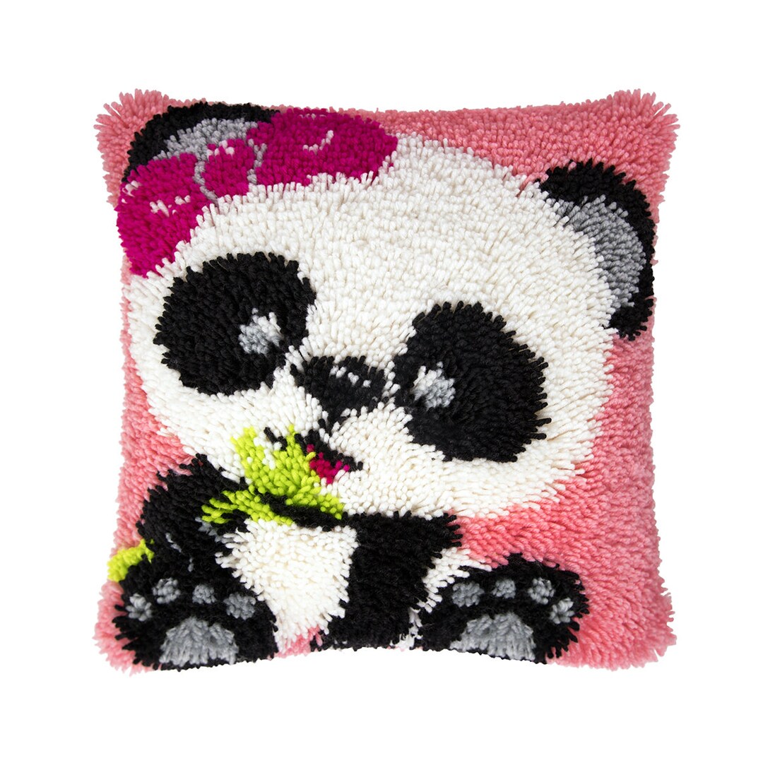 Latch Hook Kits Panda Eating Bamboo Pattern Throw Pillow Cover Etsy