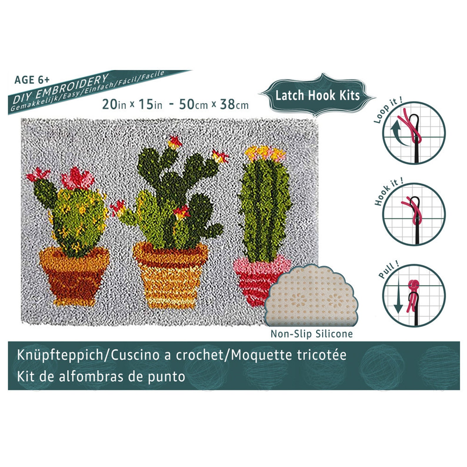Latch Hook Rug Kits Embroidery DIY Cactus Pattern Crochet Etsy