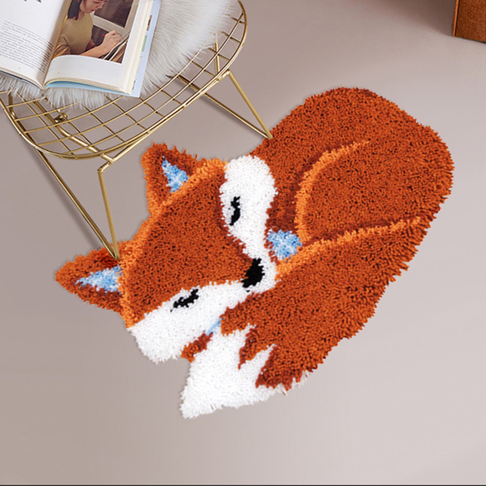 Latch Hook Rug Kits Embroidery DIY Fox Pattern Crochet Etsy