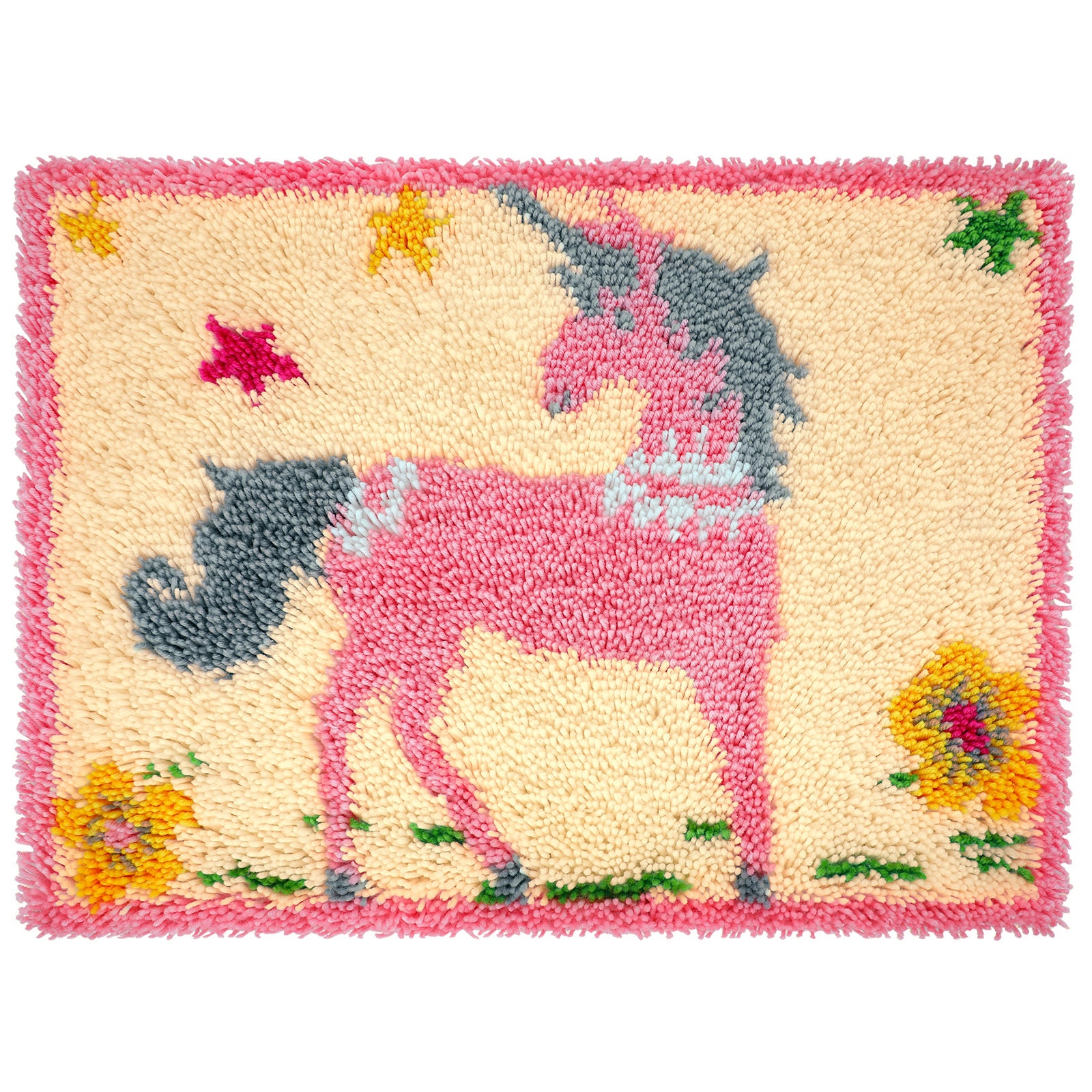 Cute Unicorn Tapestry Kits Latch Hook Rug Kits Carpet Embroidery Rug