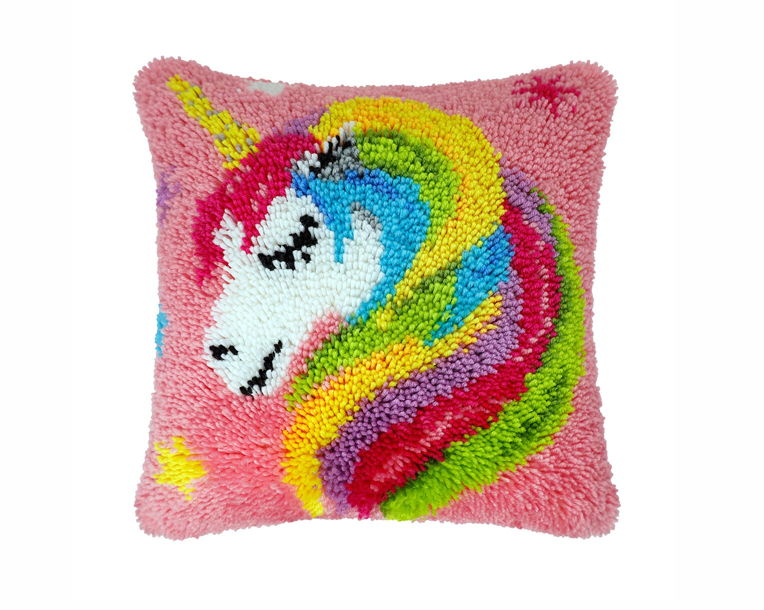 B Me DIY Unicorn Latch Hook Kit for Girls – Mini Rug Sewing Set with 15 Colorful Yarn Bundles, Color-Coded Canvas, DIY Grils Bed