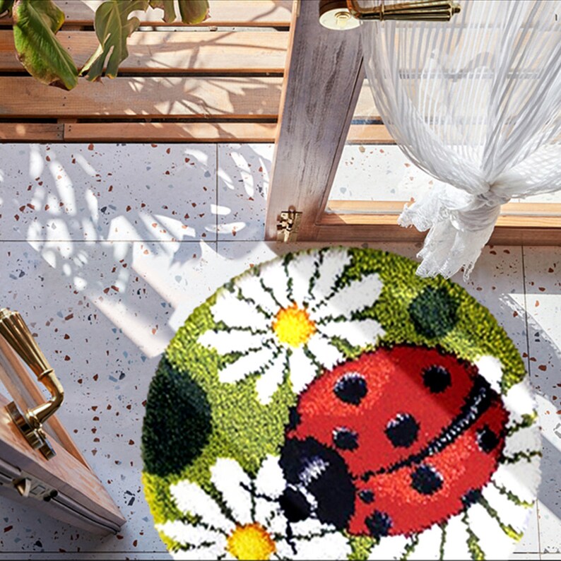 Latch Hook Rug Kits Embroidery DIY Seven Star Ladybug Pattern Etsy