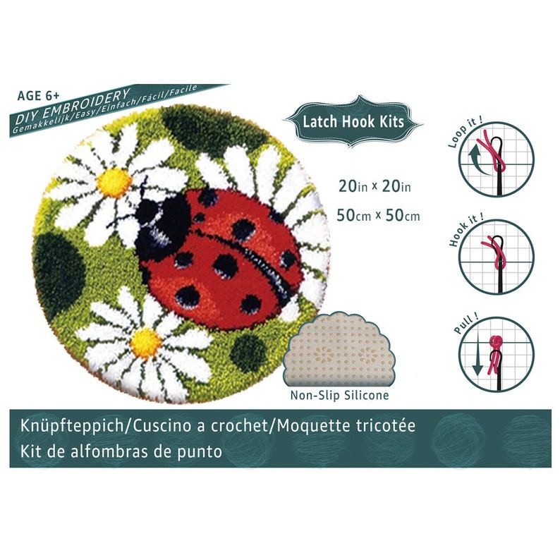 Latch Hook Rug Kits Embroidery DIY Seven Star Ladybug Pattern Etsy