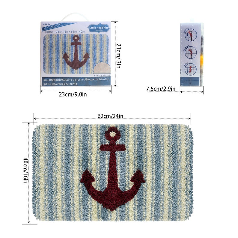 Latch Hook Rug Kits Embroidery DIY Anchor Pattern Crochet Needlework Crafts for Adults and Kids Beginners 20 x 15 image 7