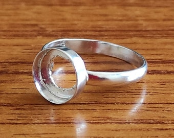 Plain Bezel Cup Round Open Blank Ring, 925 Sterling Silver Collet Round Ring, Setting For Making Ring 2 MM To 40 MM, DIY Jewelry Supplies