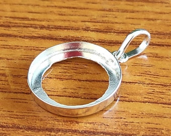 925 Sterling Silber Collet Runde Schlichte Lünette Tasse, offener Blanko Anhänger, Einstellung zur Herstellung Anhänger 3 MM bis 30 MM, DIY Schmuckzubehör