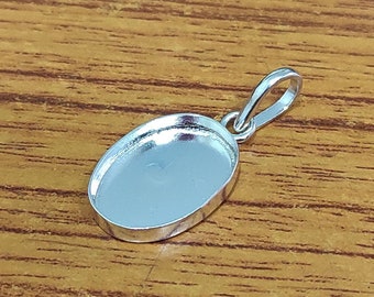 Plain Bezel Cup Close Blank Collet Oval 925 Sterling Zilveren Hanger, Setting Voor het maken van Hanger 6x4 MM Tot 20x25 MM, DIY Sieraden Benodigdheden