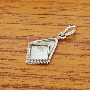 New Design Bezel Cup Close Blank 925 Sterling Silver Collet Square Pendant, Setting For Making Pendant 3x3 To 40x40 MM, DIY Jewelry Supplies