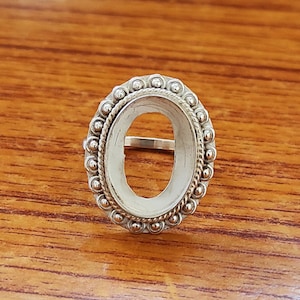 AMAZING Design Bezel Cup Open Blank Ring, 925 Sterling Silver Oval Ring, Setting For Making Ring 6x4 mm To 35x40 mm, DIY Jewelry Supplies