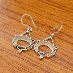 Sterling Silver Plated Oval Dangle Earring Bezel Setting: DIY Jewelry (6x4 MM To 35x40 MM)