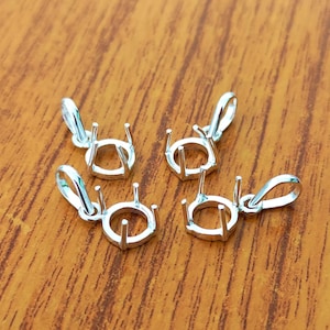 925 Sterling Silber Spannzange Runde Plain Prong Cup, offener leerer Anhänger, Einstellung für die Herstellung von Anhänger 3 MM bis 40 MM, DIY Schmuckzubehör