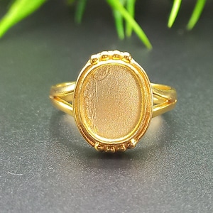 Gold Plated Sterling Silver Plated Oval Bezel Ring Setting (6x4 to 30x35 MM)