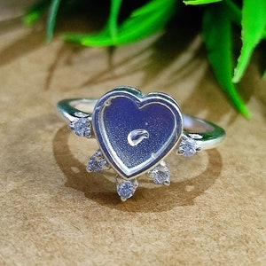 925 Sterling Silver Heart Ring, Fabulous Design 8x8 MM Heart Collet CZ Around Ring, Bezel For Resin, & Ashes Work, Gift For Her, CZ Jewelry
