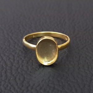 Gold Plated Plain Bezel Cup Oval Close Blank Ring, 925 Sterling Silver Collet Oval Ring, Setting For Making Ring 6x4 MM To 30x35 MM