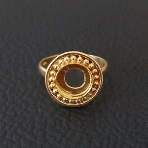 Gold Plated Superb Design Bezel Cup Round Open Blank 925 Sterling Silver Collet Ring, Setting For Making Ring 3x3 To 50x50 MM