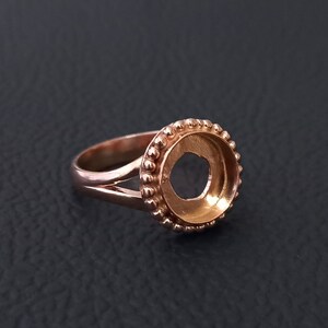 Rose Gold überzogene Perlen Lünette Sterlingsilber-Ring-Einstellung (5-50 MM)