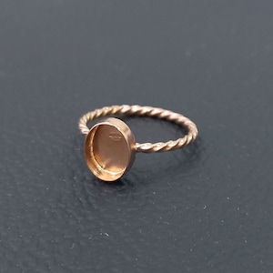 ROSE Gold Plated Bezel Cup Close Blank Ring, 925 Sterling Silver Oval Spiral Wire Ring, Setting For Making Ring 6x4 mm To 20x25 mm, DIY