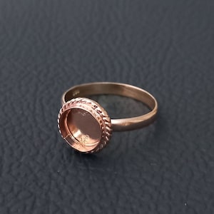 Rose Gold überzogener Draht wickelte einfachen Lünette Schalen-runder naher leerer Ring, 925 Sterlingsilber-Ring, Einstellung für die Herstellung des Rings 3 MM bis 50 MM