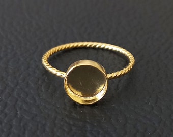 Vergulde spiraalvormige draad Plain Bezel Cup ronde gesloten blanco 925 sterling zilveren ring, instelling voor het maken van ring 3 tot 50 MM, doe-het-zelf sieradenbenodigdheden