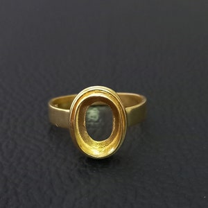 Gold Plated Sterling Silver Oval Bezel Ring Blank (6x4 MM To 35x40 MM)
