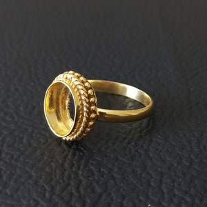 Vergoldeter Designer Perlen Oval Spannzange Offener Rohling Ring, 925 Sterling Silber Oval Ring, Einstellung für die Herstellung von Ring 6 x 4 MM bis 35 x 40 MM