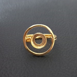 Vergoldeter Designer Lünette Schalen-runder offener leerer Ring, 925 Sterlingsilber-Ring, Einstellung für die Herstellung des Rings 5 MM bis 50 MM, DIY Schmuckzubehör