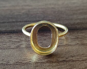 Gold Plated Plain Bezel Cup Open Blank Ring, 925 Sterling Silver Collet Oval Ring, Setting For Making Ring 6x4 MM To 20x25 MM, DIY Jewelry